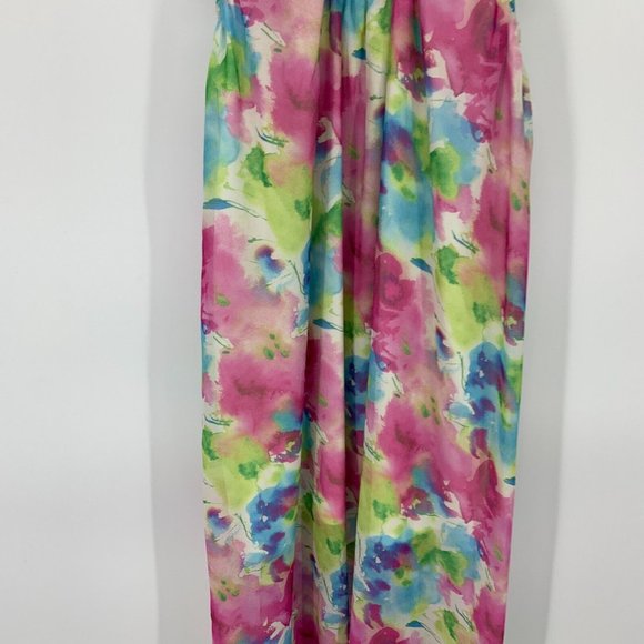 Peach Love California Dress Maxi Watercolor Sleeveless Halter Neck - Picture 5 of 12